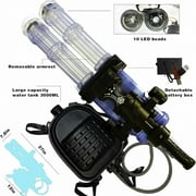 Soak Striker Water Gun, Gatling Electric Water Gun Double Barrel for Adults, Rechargeable Automatic High Powered Water Guns, with LED Shooting Light Range 40 Ft, Comes Capacity Backpack(Black)
